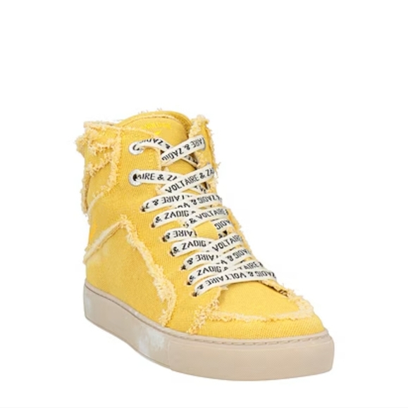 Zadig & Voltaire Yellow High-Top Sneakers - Picture 1 of 7